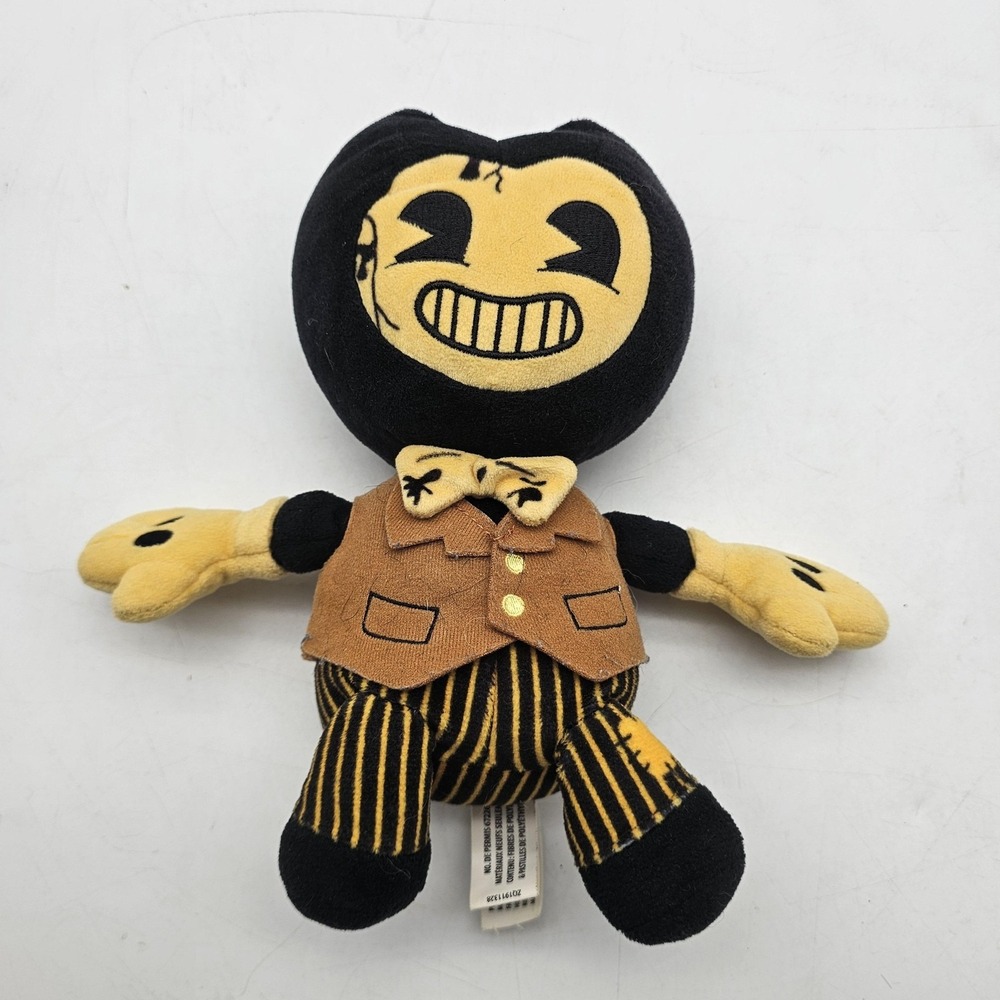 Bendy Plush Stuffed Toy Small Black Yellow Striped Suit Vest Bowtie Cute Game